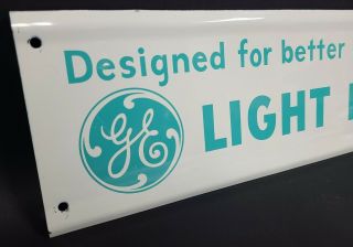 Vintage Ge General Electric Lighting Store Display Ad Sign Light Bulb Mcm Blue