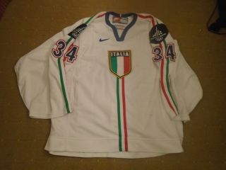 Iihf Italy Game Worn White Jersey 34 Nobr 2006 Torino Olympic Patches