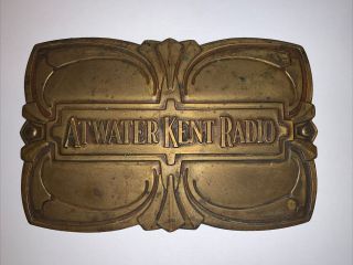 Vintage Atwater Kent Radio Brass Name Plate,