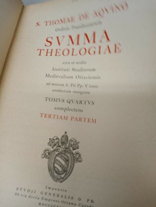 SUMMA THEOLOGIAE St Thomas Aquinas Thomae Aquino All 5 Latin Volumes 3
