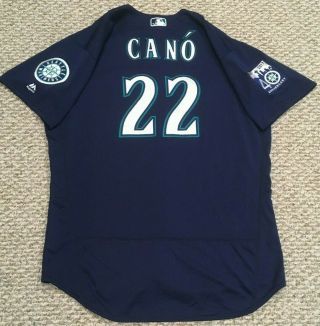 Cano Size 48 22 2017 Seattle Mariners Game Jersey Road Blue 50th Mlb Holo