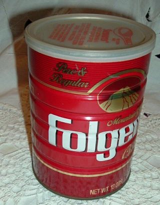 Vintage Folgers Coffee Can With Stewarts Lid,  " Perc & Regular " 13 Oz.