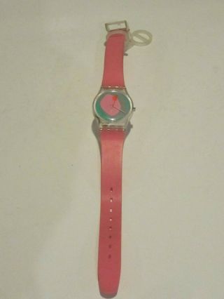 Vintage Swatch Watch " Luna Di Capri " Womens 1987 Pink Aqua
