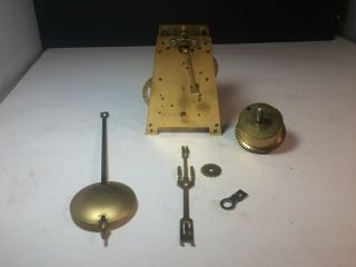 Vintage Brass Clock Movement Urgos Uw21/42 Pendulum & Parts Made In Germany