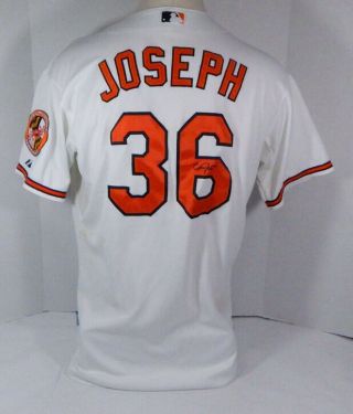 2015 Baltimore Orioles Caleb Joseph 36 Game Sign White Jersey Opening Day
