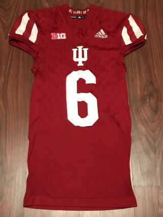 Authentic Adidas 2017 Indiana Hoosiers Striped 6 Game Worn/used Football Jersey