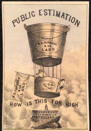 Lard Public Estimation N K Fairbank Vintage Advertising Trade Card Pig