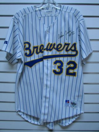 Milwaukee Brewers 32 John Jaha Autographed 1992 Game Worn Jersey