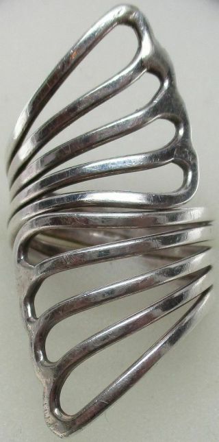 Vintage 925 Sterling Silver Giant Openwork Angel Wings Artisan Ring (size: 9)