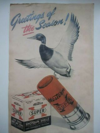 Vintage Western Shot Gun Shell X Duck Hunting Advertisement Poster