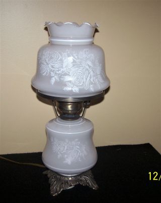 Vintage Accurate Casting 3 Way White Glass Electric Hurricane Lamp 17 1/2 " Tall