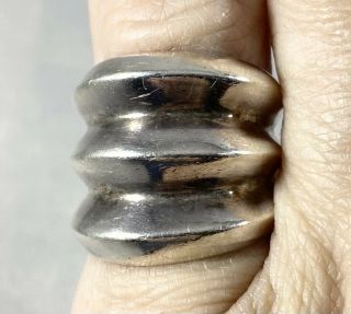Vintage Chunky Sterling Silver Modernist Style Ring Size 7