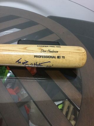 Oakland Athletics A’s Dave Henderson Signed Autographed Game Bat