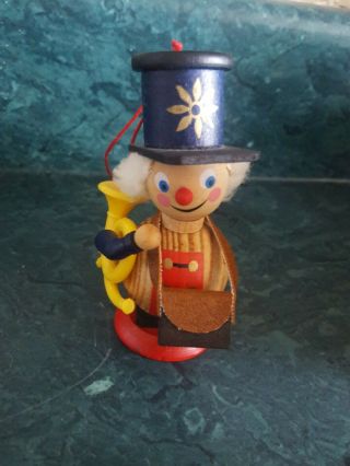 Steinbach Hand Made Wooden Vintage Christmas Ornament Horn Player German