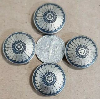 Vintage Native American Button Covers Sterling Silver Set Of 4