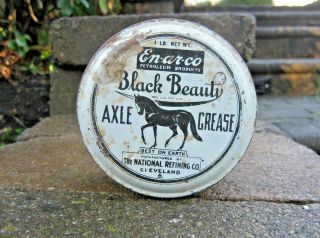 Vintage En - Ar - Co Black Beauty Axle Grease Metal Can Gas Station Sign