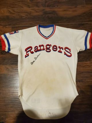 Tom Grieve Signed Game Issued Texas Rangers Jersey