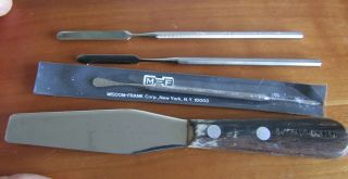 5 Vintage Dental Spatula Type Tools,  Misdom - Frank,  Miltex,  Buffalo Dental,  More
