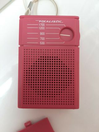Vintage Radio Shack Realistic AM Flavoradio NO.  12 - 203 Pocket Radio Pink 2