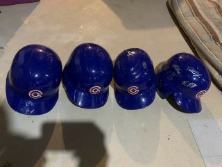 4 Chicago Cubs Game Signed Batting Helmets