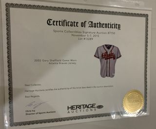 Gary Sheffield “Game - Used” Atlanta Braves 2003 Jersey w/Heritage 6