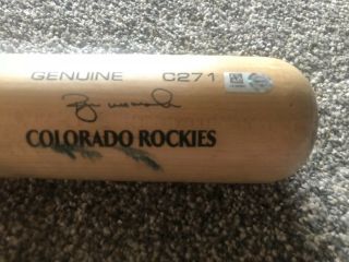 Ryan Mcmahon Game Lvs C271 Cracked Bat Colorado Rockies Team Issued Broken