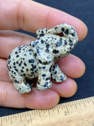 Lovely Carved Dalmatian Jasper Stone Elephant - 35 Grams - Vintage Estate Find 2