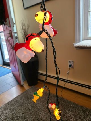 Vintage Peanuts Snoopy And Woodstock Christmas String Lights 10 Ft.