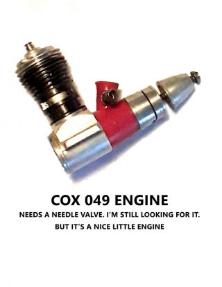 Vintage Cox Medallion Rc.  049 Model Airplane Engine,  Missing Needle Valve.