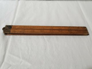 Vintage Chapin Stephens Boxwood,  Brass No.  61 1/4 – 36 - Inch Folding Rule W/ Pins