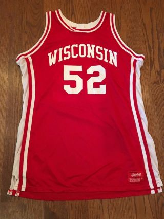 Vintage 1990s Wisconsin Badgers Game Basketball Jersey Worn By 52 Johnson