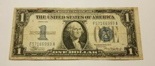 Vintage 1934 $1 Silver Certificate One Dollar Bill Blue Seal Estate