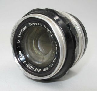 Vintage Nikon Nikkor - S 50mm F1.  4 Non - Ai Nippon Kogaku Lens,  Pat.  Pend.  Read