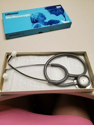 Vintage 3m Littmann Professional Stethoscope With Originial Box 2100 Gray 22 "