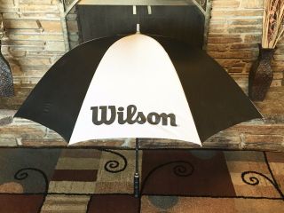 Vintage Wilson Glass Shaft Sporting Umbrella Black White Xtra Large 50” Of Cover