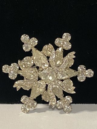 Vintage Weiss Signed Rhinestone Snowflake Brooch Pin (weiss Christmas Brooch)