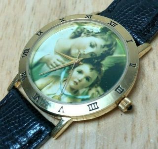 Vintage Logo By Infinity Men 18k Gold Plated Analog Quartz Watch Hour Batter