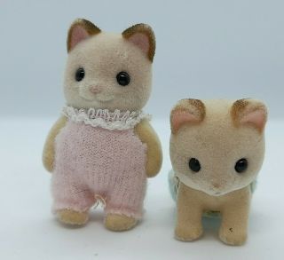 Sylvanian Families Keats Cream Cat Twin Babies Vintage Calico Critters Figures