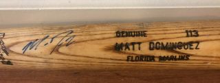 Matt Dominguez Signed Game Baseball Bat Autograph Florida Marlins