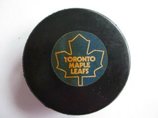 Vintage Nhl Toronto Maple Leafs Viceroy Official Game Puck - Hole In The Back
