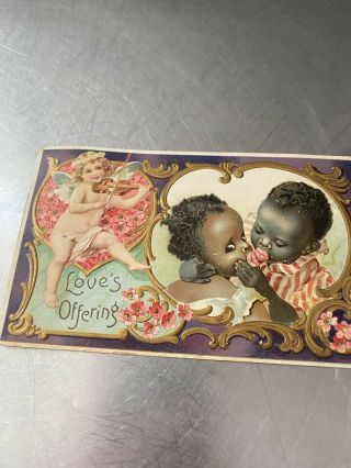 Vintage Black Americana Valentine Post Card 1910