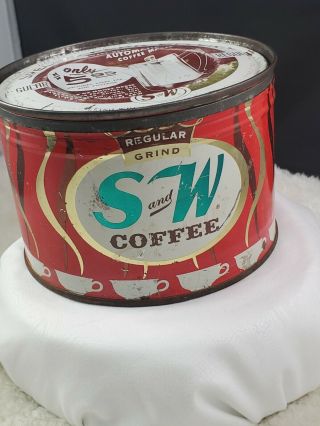 Vintage S And W Brand Coffee Tin Advertising Collectible M - 125