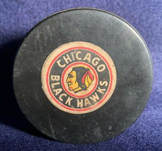 Rare Vintage Viceroy Official Game Puck Chicago Blackhawks Hockey.  1977 - 83.