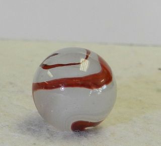 12181m Vintage Akro Agate Silver Oxblood Marble.  64 Inches