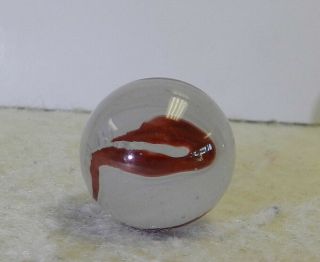 12181m Vintage Akro Agate Silver Oxblood Marble.  64 Inches 2
