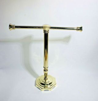 Vintage Brass Gold Countertop Towel Holder 12.  5 " Tall Standing Modern