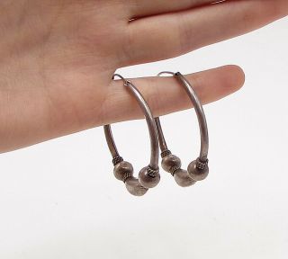 925 Sterling Silver - Vintage Bali Design Hoop Earrings - Eg1925