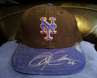 2004 - 2005 York Mets Mike Cameron Game Worn Autographed Cap Hat