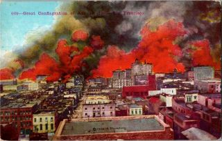 Panorama Of San Francisco Ca 1906 Earthquake Fire Damage Vintage Postcard