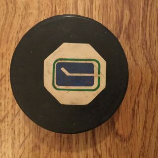 Nhl Vancouver Canucks Converse Vintage Game Puck,  1970’s,  Screened Reverse,  Old